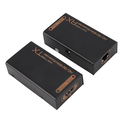 HD Multimedia Interface Extender, 1080P Full HD 60Hz 3D HD Video Extender with EDID Copy Function, Single Cat 6 7 5688 DC 5V Port, Video Output Device (US Plug)
