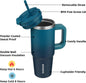 BJPKPK Tumbler with Handle and Straw 30oz Insulated Tumbler Cups with Lid Stainless Steel Travel Coffee Mug,Indigo Black