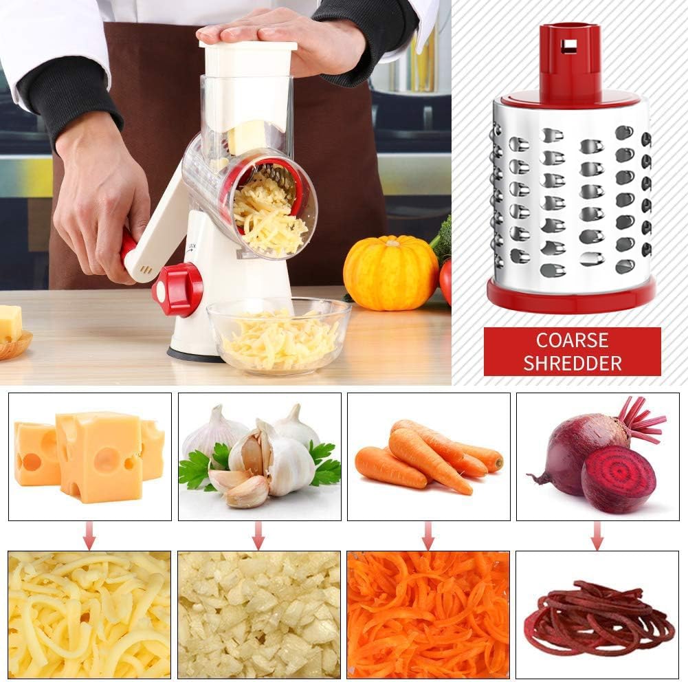 Purilite Select Rotary Cheese Grater with 3 Stainless Steel Blades