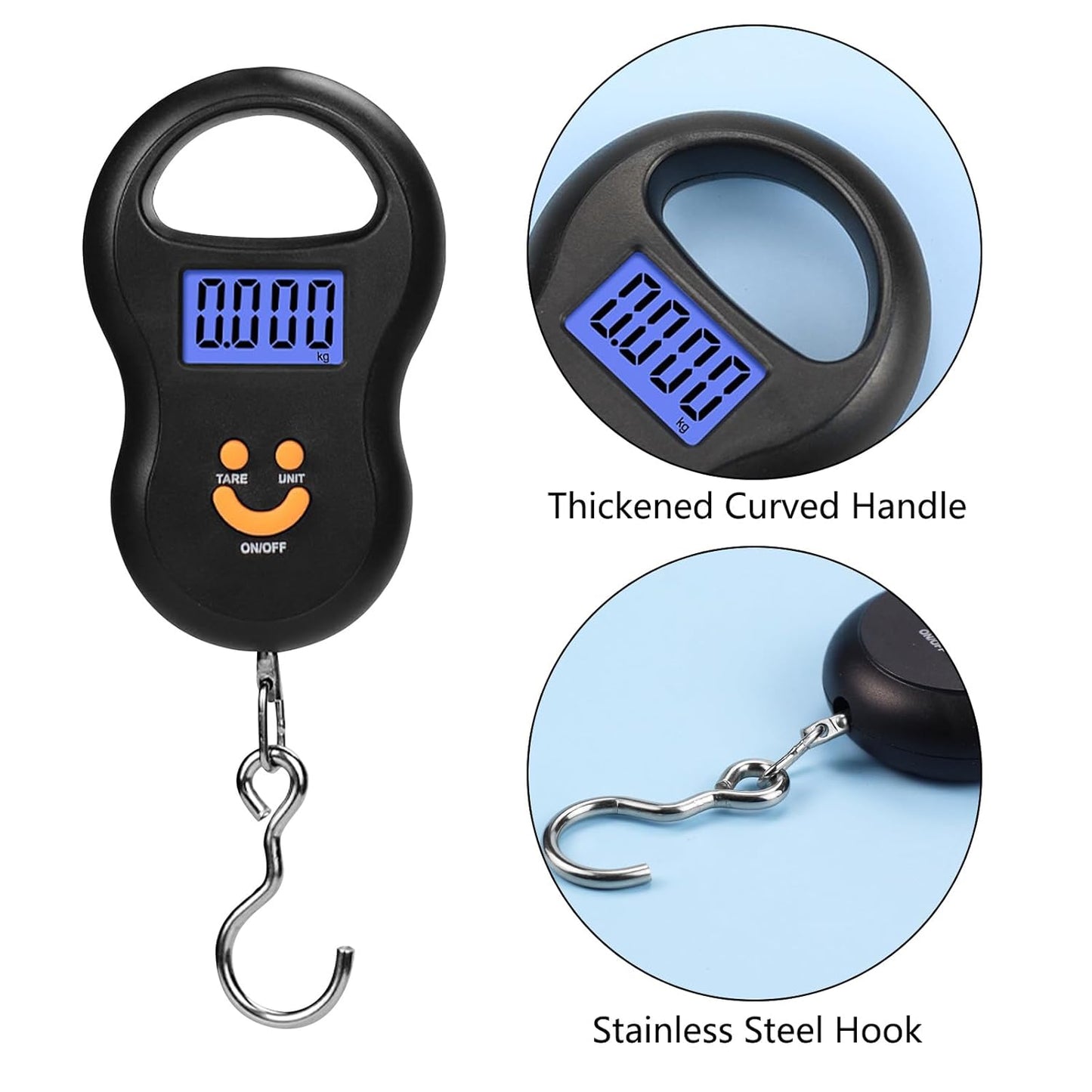 Toguma Fish Scale 50KG Hanging Scale Luggage Scale Weighing Scale with Comfortable Handle and Large Hook, Suitable for Home Farm Outdoor Hunting Fishing (Black)