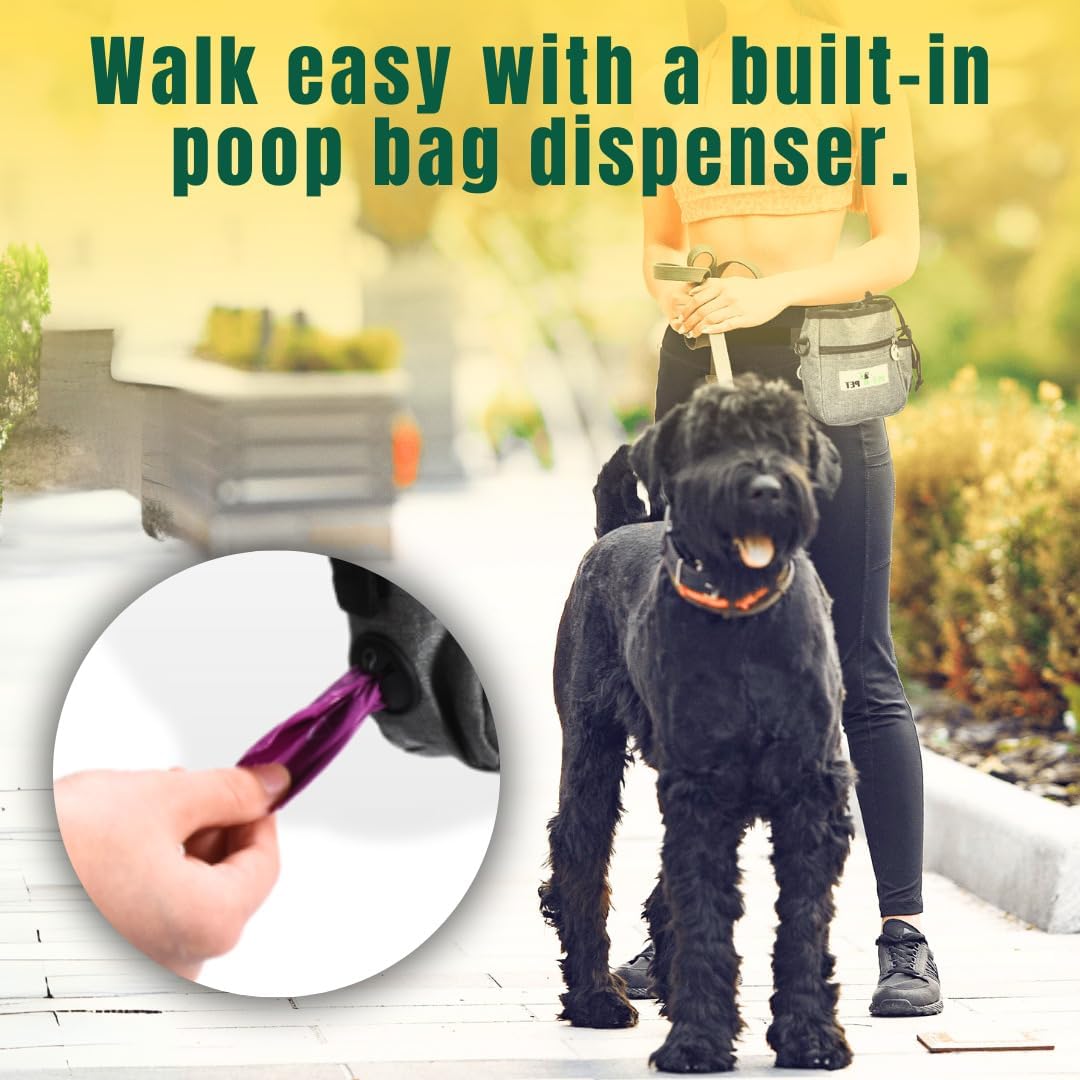 PET N PET Dog Treat Pouch for Dog Training, Doggy Treat Bag, 3 Ways to Wear Includes 3 Rolls of Poop Bags with Built-in Poop Bag Dispenser