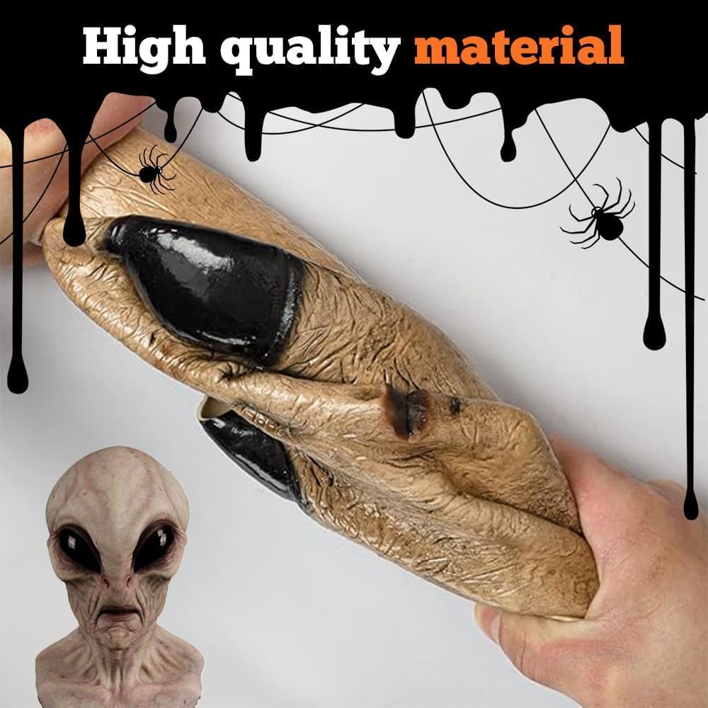 Alien Mask,Latex Full Head Funny Mask,Realistic Skull Horror Mask, Halloween Alien Mask for Men and Women Costume Parties
