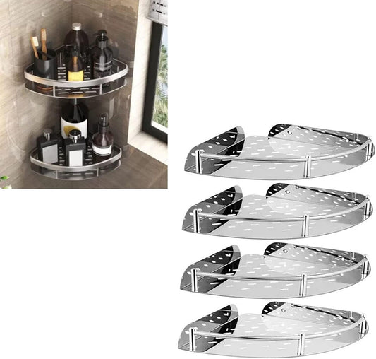 4 Pcs Shower Caddy Corner, Stainless Steel Shower Shelf Wall Mounted Bath Shelves Modern Shelf Shower Hook with Screw for Home, Bathroom