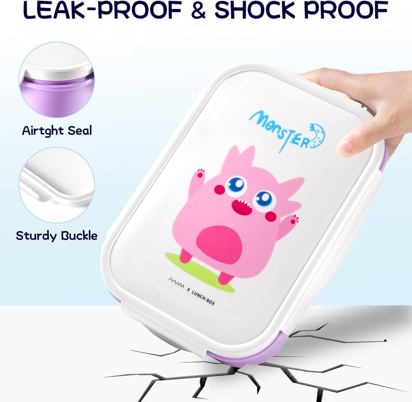 MISS BIG® Bento Box,Lunch Box Adult,Ideal Leak Proof Lunch Containers,Mom's Choice Lunch Box for Kids,No BPAs and No Chemical Dyes,Microwave and Dishwasher Safe Lunch Container (1900ml White)