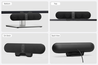 Computer Speakers for Desktop PC Monitor, USB Plug-in, Wired, Computer Soundbar for PC, Laptop Speakers with Adaptive-Channel-Switching, Loud Sound, Deep Bass, USB C Adapter, Easy to Clip on Monitor