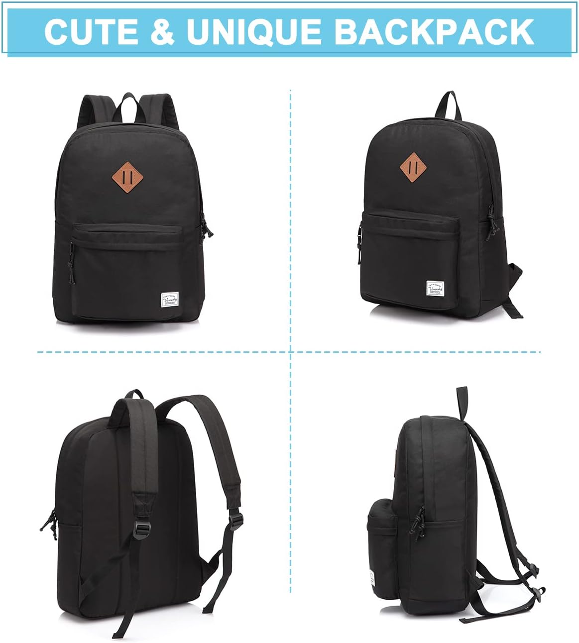 School Backpack for Kids, VASCHY Lightweight Water Resistant Casual Schoolbag Daypack for Men Women Teen Boys Girl Bookbag