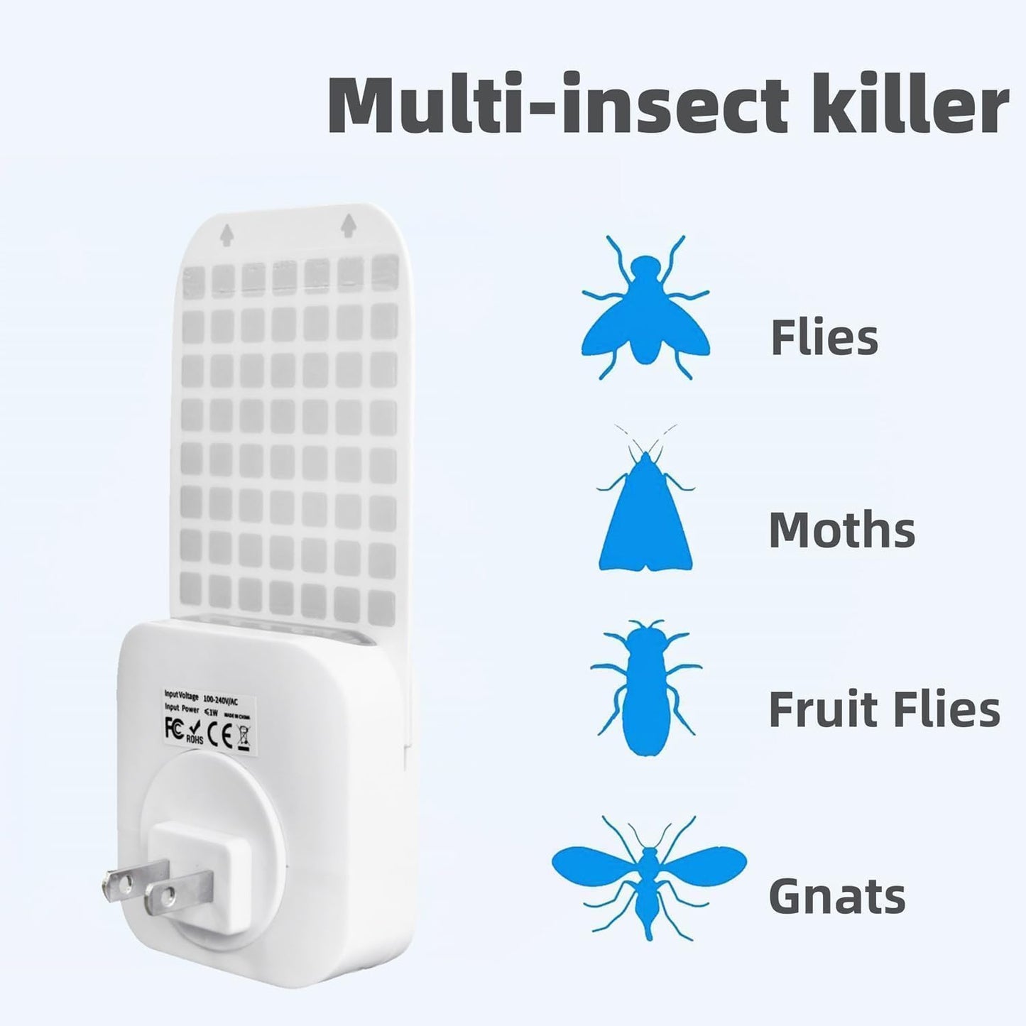 Fly Trap Indoor 【1 Device + 5 Glue Cards】, Plug-in Flying Insect Trap for Mosquito, Flies, Fruit Flies, Moths, Gnats, Flying Insect Trap, with UV Bug Catcher & Sensor Night Light. (1, White)