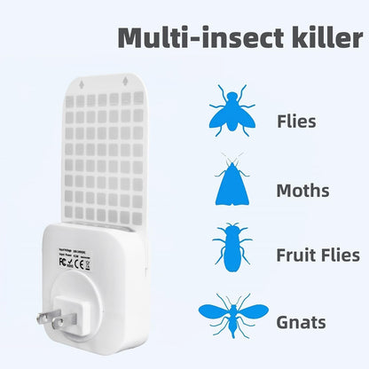 Fly Trap Indoor 【1 Device + 5 Glue Cards】, Plug-in Flying Insect Trap for Mosquito, Flies, Fruit Flies, Moths, Gnats, Flying Insect Trap, with UV Bug Catcher & Sensor Night Light. (1, White)