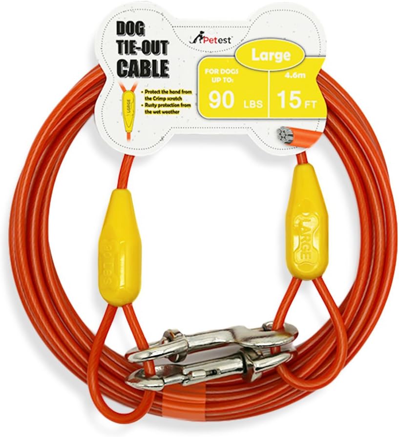 Petest 25ft Reflective Tie-Out Cable for Small Dogs Up to 35 Pounds