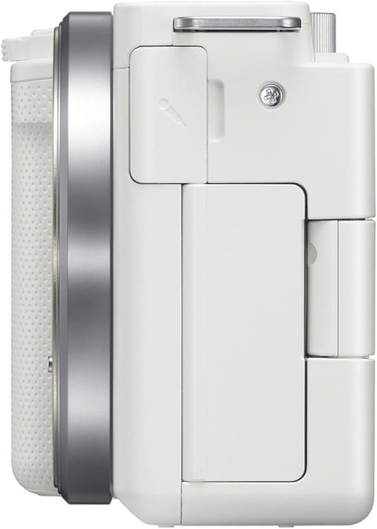 Sony Alpha ZV-E10 - APS-C Interchangeable Lens Mirrorless Vlog Camera Kit - White