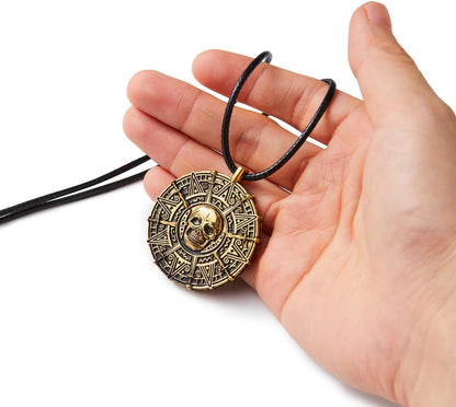 Spooktacular Creations Halloween Pirate Coin Necklace Pirate Skull Necklace for Men Women Pirates Costume Accessories