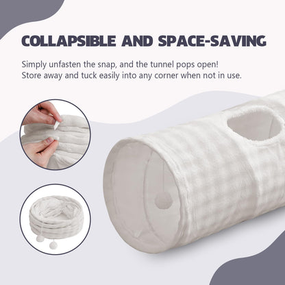 Straight Bubble Cat Tunnel for Indoor Cats 47"x12", Cream White