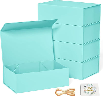 Black Gift Box, 9.5x6x3 Inch Gift boxes for Presents with Lids Magnetic Closure Rectangle Collapsible for Groomsman Proposal Box, Wedding, Christmas, Halloween, Birthday Gifts Packging