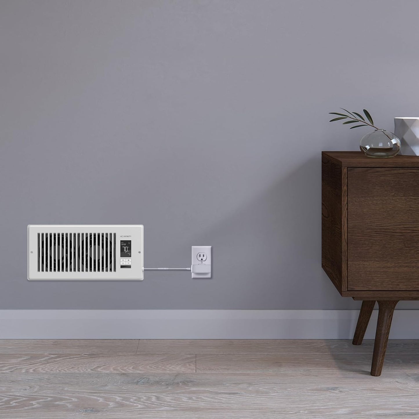 AC INFINITY AIRTAP T4, Quiet Register Booster Fan with Thermostat Control. Brown Bronze Vent. Fits 4 In x 10 In Registers.