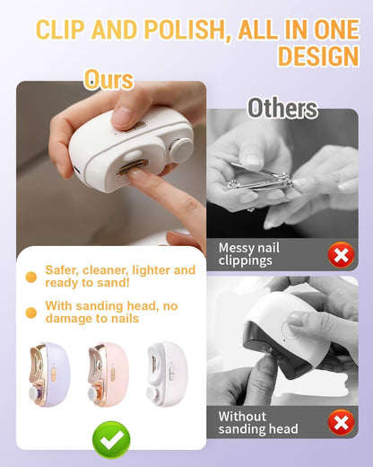 3 in 1 Automatic Electric Nail Clipper,2025 New Electric Toe Nail Clippers with Polishing,Nail Clippers for Seniors,3 in 1 Electric Nail Clipper,with 2 Adjustable Speeds,for Seniors Adults (White)