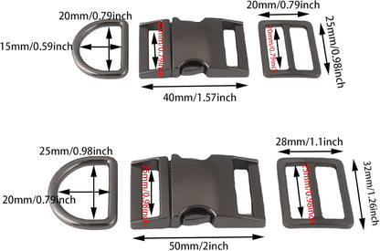 aoozleny 4 sets Buckles Hook Clip, D Dee Ring Side Release Adjustor Triglides Pet Dog Collar Buckles