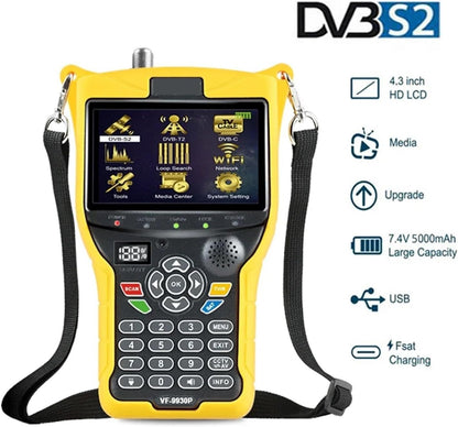 VF-9930 DVBS2/T/T2/C Satellite TV Finder 4.3 Inch High Resolution LCD Screen Signal Finder for Dish Network Directv