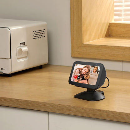 All-New Adjustable Charging Stand for Echo Show 5 (3rd Gen)， Tilt + Swivel Stand Multi Angle Rotation Magnetic Anti-Slip Base for Show 5 Compatible with Mobile Phones ,Can charge Headphones (Black)