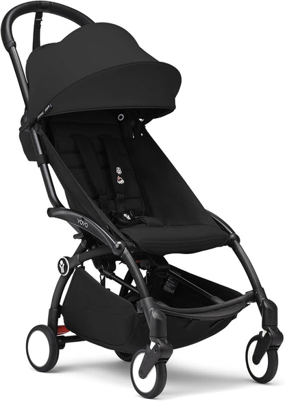 Stokke YOYO3 Stroller from 6 Months - Includes Black Frame, Seat Cushion & Canopy - Folds In & Out in a Flash - Light & Compact - Carry-On Compatible