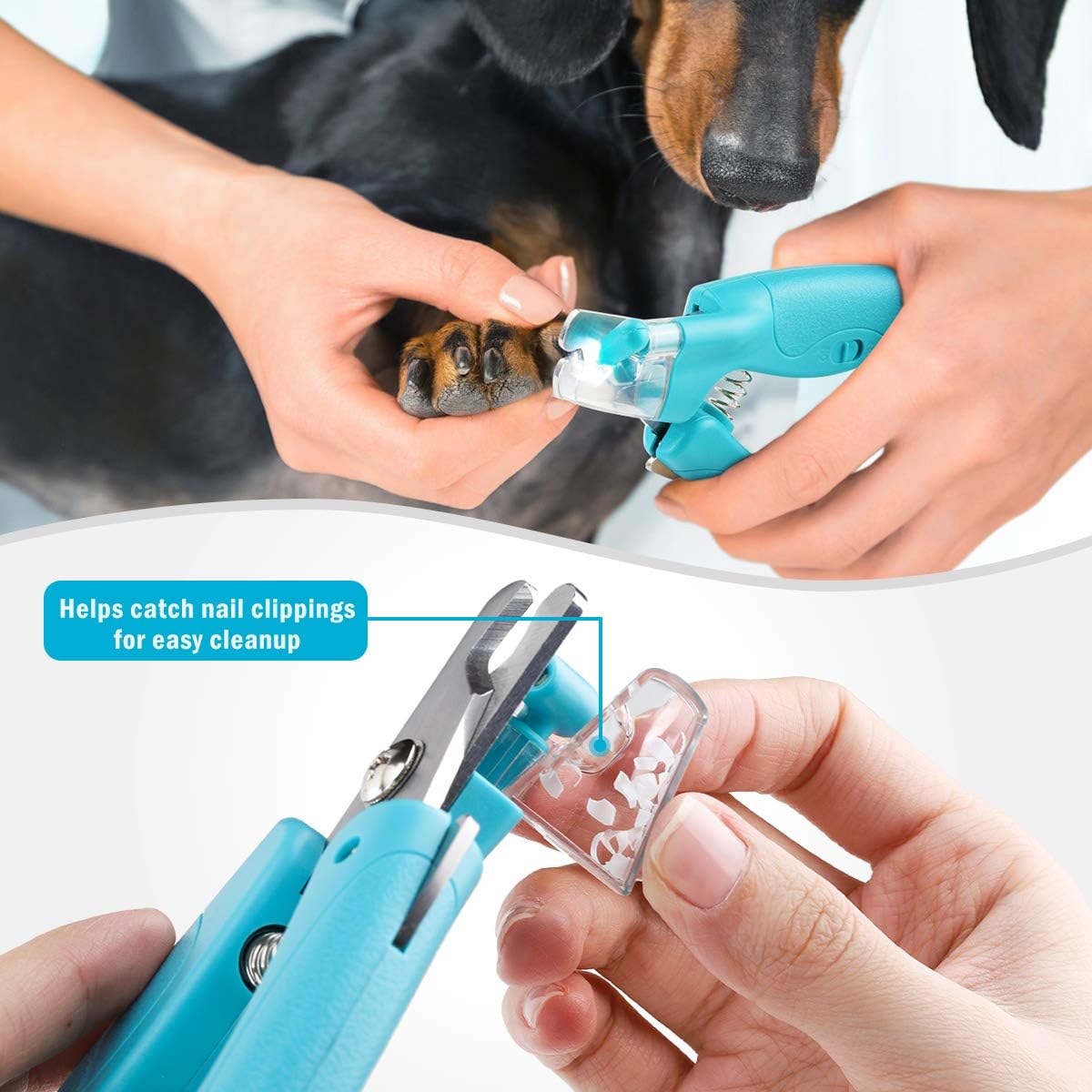 Pet Nail Clipper with LED Light for Dogs & Cats, Rechargeable Nails & Claws Trimmer Grooming, Safe Professional Trimming Tool with Nail Trapper & Free Nail File, Quick-Sensor Razor Sharp Blades