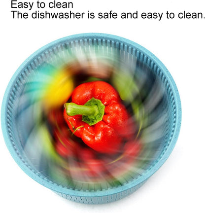 Salad Spinner,Lettuce Spinner Vegetable Washer Dryer Drainer Strainer with Bowl Colander,Vegetable Drainer Manual Salad Dehydrator Vegetable Washing Basket(Blue)