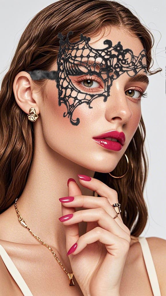 Bounzhi Masquerade Mask Venetian Lace Mask Fashion Party Eyemask Halloween Mask Ball Costume Accessory for Women