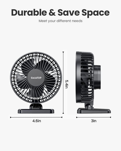 Gaiatop USB Desk Fan – Small Powerful Personal Desktop Fan with 3 Speeds, Quiet Operation & Adjustable Tilt - PuriLite