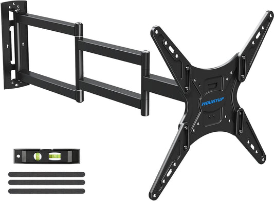 MOUNTUP Long Arm TV Wall Mount for Most 26-65 Inch TVs, Corner TV Mounts with 37.4 Inch Extension Arm, Smooth Swivel Tilt Single Stud Full Motion Bracket Max VESA 400x400mm, Holds to 77 lbs, MU0047