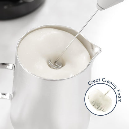 Powerful Milk Frother Handheld Foam Maker, Mini Whisk Drink Mixer for Coffee, Cappuccino, Latte, Matcha, Hot Chocolate, With Stand, Light Purple