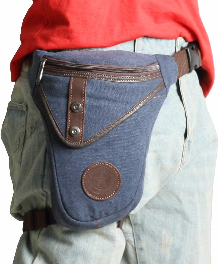 Motorcycle Drop Leg Bag Nylon Waist Pack for Men Women Travel Hiking Tactical Cycling Bike Ride Riding Crossbody Shoulder Fanny Pouch