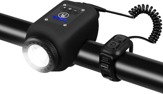 Welltop Bike Horn, 2 in 1 Electric Bike Horn Bike Light, 110 dB Bicycle Horn with 4 Light Modes & 6 Sound Modes, IPX5 Waterproof & USB Rechargeable Bike Lights for Night Riding for Adults & Kids