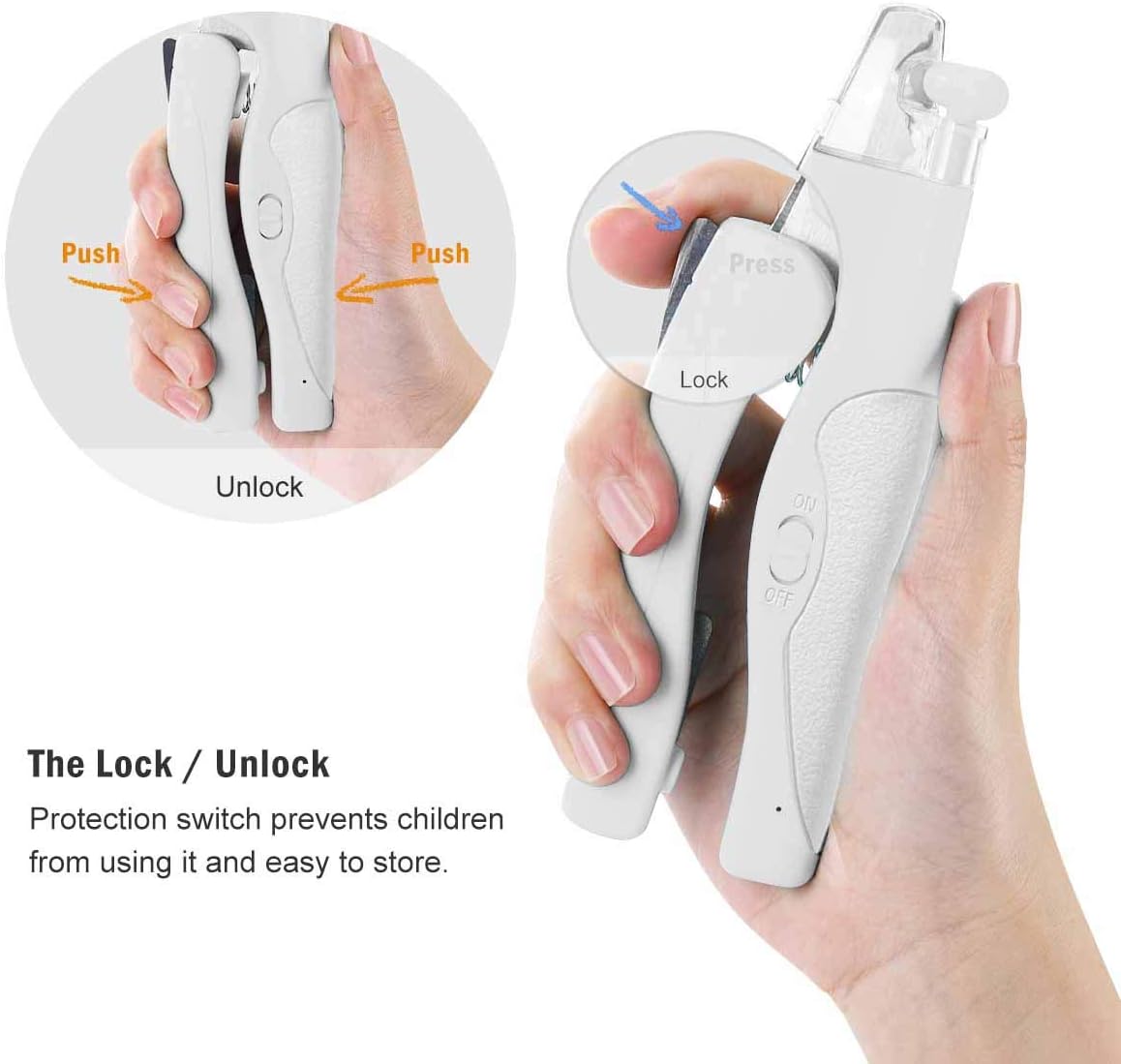 Pet Nail Clipper with LED Light for Dogs & Cats, Rechargeable Nails & Claws Trimmer Grooming, Safe Professional Trimming Tool with Nail Trapper & Free Nail File, Quick-Sensor Razor Sharp Blades