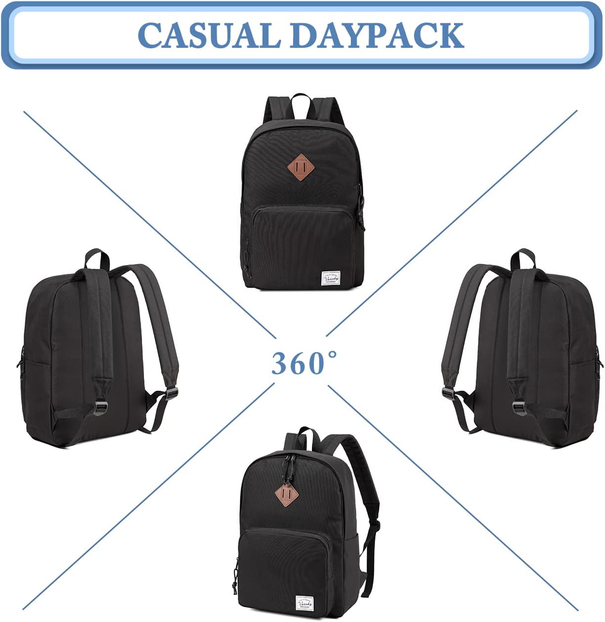 VASCHY Lightweight School Backpack for Women with Sleeve for 14" Laptop