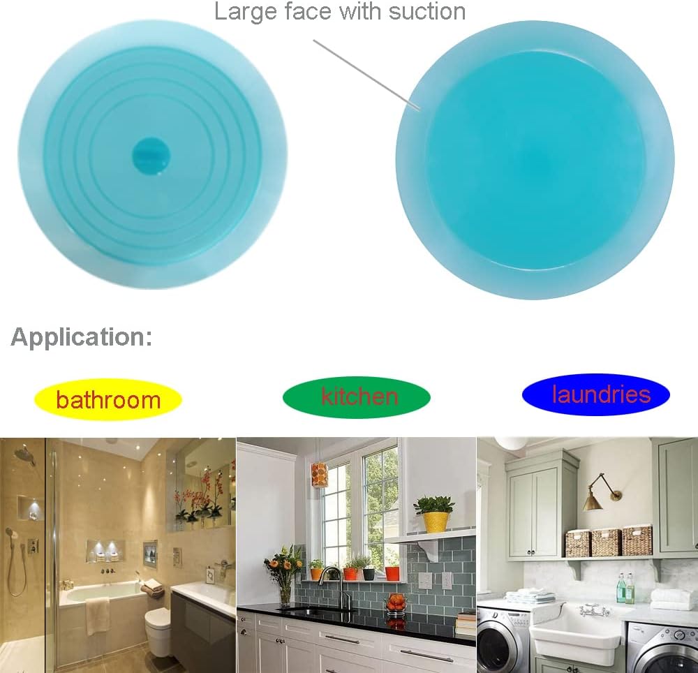V-TOP Tub Stopper 2 Pack, 6 inches Large Silicone Drain Plug Hair Stopper Flat Suction Cover for Kitchen Bathroom Accessories and Laundry