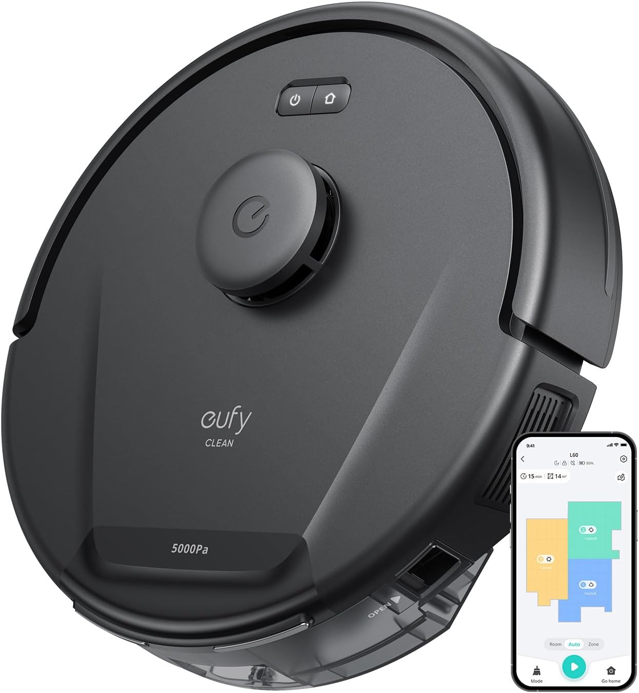 eufy Robot Vacuum L60 with Self Empty Station, Hair Detangling Technology, Up to 60 Days Hands Free Cleaning, 5,000 Pa Suction, Remove Hair, Dust