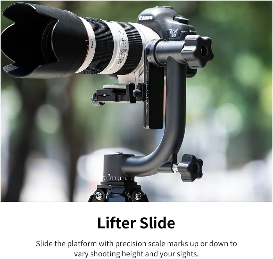K&F Concept Professional Gimbal Head Heavy Duty Metal 360 Degree Panoramic Tripod Head with Standard 1/4'' Quick Release Plate and Bubble Level for Digital SLR Cameras Up to 20KG/44LBS