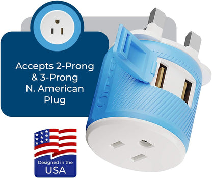OREI South Africa, Botswana, Namibia Travel Plug Adapter with Dual USB - USA Input - Type M (U2U-10L), Will work with Cell Phones, Camera, Laptop, Tablets, iPad, iPhone