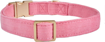 YUDOTE Soft Cotton Dog Collar with Metal Buckle Adjustable Heavy Duty Comfy Corduroy Collars for Small Medium Large Dogs,Black,Small