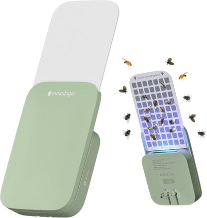 Mosalogic Fly Trap Plug in Mosquito Killer Gnat Moth Catcher Fly Tapper Indoor with Night Light for 400 Sq Ft of Protection White-1PACK
