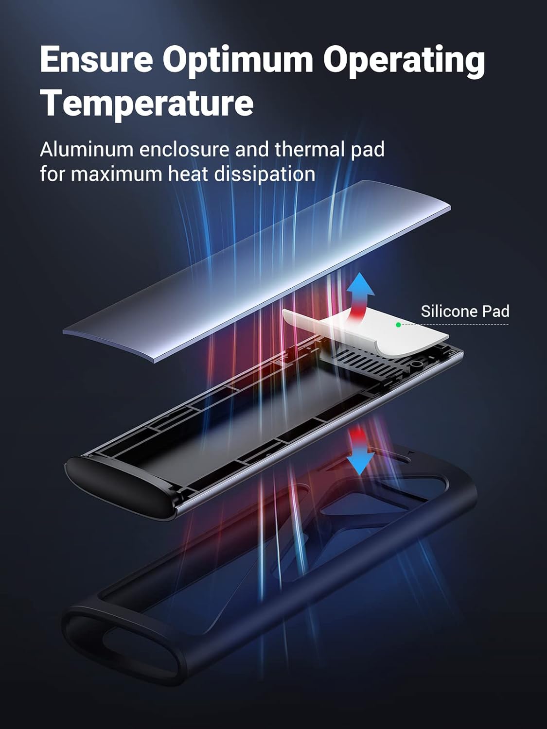 UGREEN M.2 NVMe SATA SSD Enclosure, Tool-Free USB 3.2 Gen2 10Gbps Case for NVMe PCIe M-Key(M+B Key), SATA NGFF (M+B) Key, Support UASP Trim for 2280 2260 2242 2230 with 2 Cable, Aluminum Heatsink
