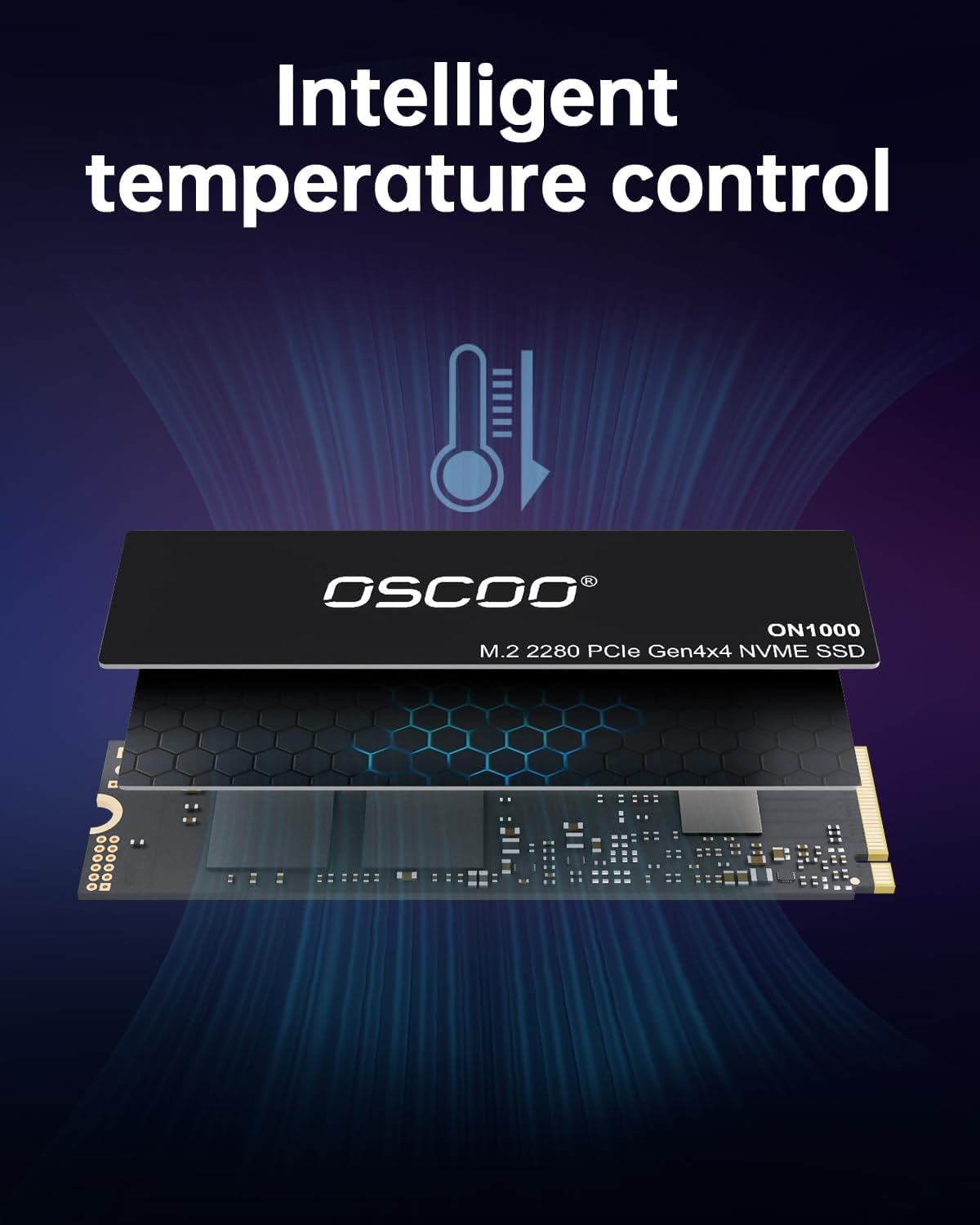 OSCOO 1TB NVMe SSD – M.2 2242 PCIe Gen4x4 Internal Solid State Drive, Up to 5400MB/s Read & 4900MB/s Write, 3D NAND, Compact High-Speed Storage for Ultrabooks, Mini PCs, Embedded Systems - ON1000B