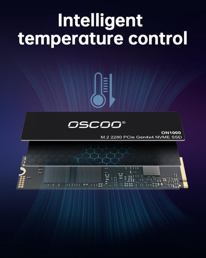 OSCOO 1TB NVMe SSD – M.2 2242 PCIe Gen4x4 Internal Solid State Drive, Up to 5400MB/s Read & 4900MB/s Write, 3D NAND, Compact High-Speed Storage for Ultrabooks, Mini PCs, Embedded Systems - ON1000B