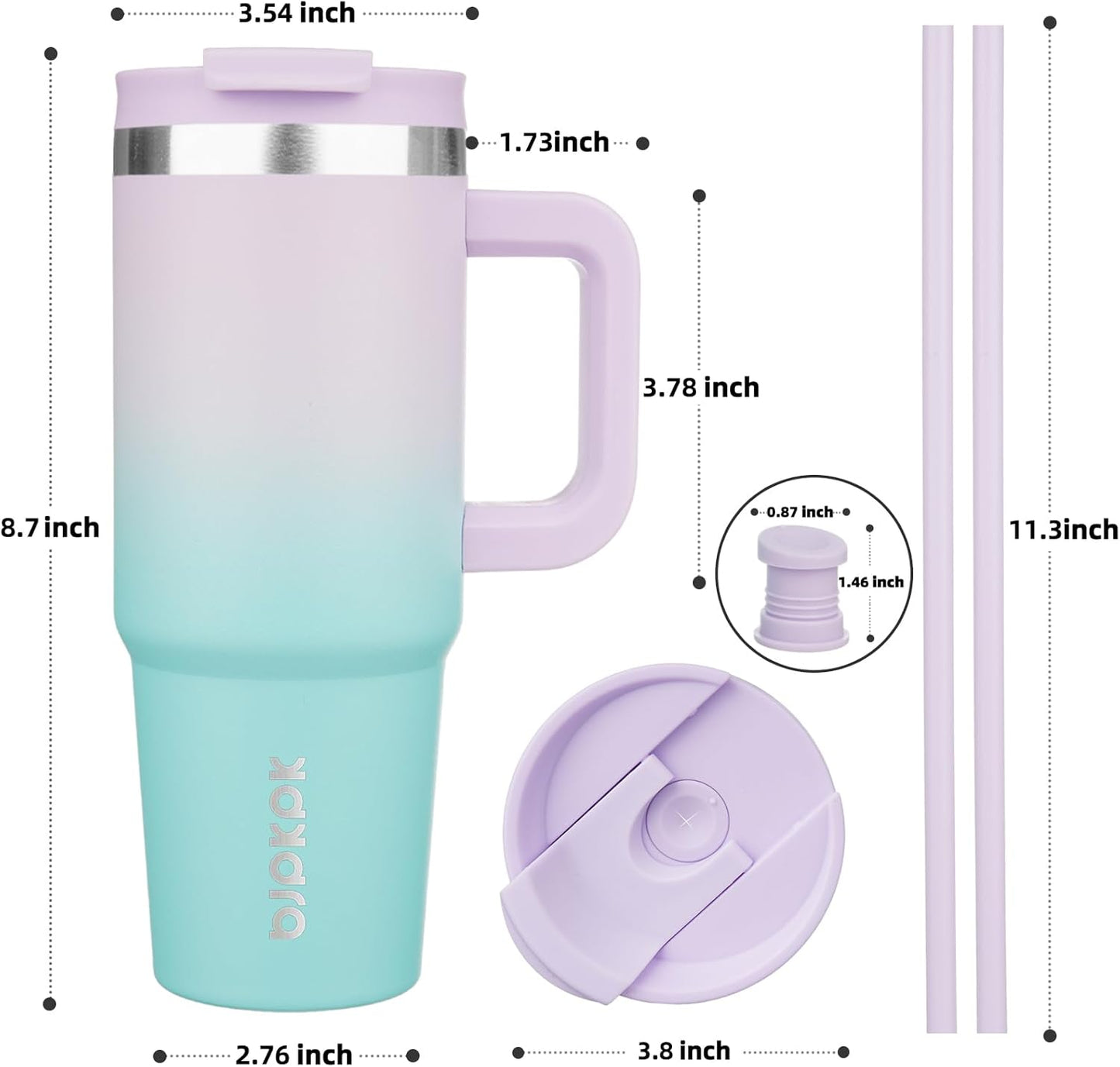 BJPKPK Tumbler with Handle and Straw 30oz Insulated Tumbler Cups with Lid Stainless Steel Travel Coffee Mug,Indigo Black