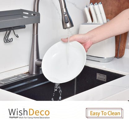 WishDeco White Pasta Bowls Set of 4, Porcelain Salad Bowls 37 oz / 1100 ml, Wide and Shallow Serving Bowl 9 Inch / 23 cm, Large Pasta Plates, Serving Dishes for Soup, Dinner, Microwave Safe