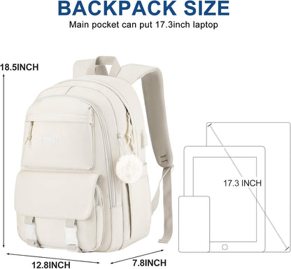 WINDARS Backpacks for Girls, 15.6 Inch School Bag Cute Waterproof laptop Bookbag Large College Backpack for Teen Women Students Anti Theft Travel Daypack Black