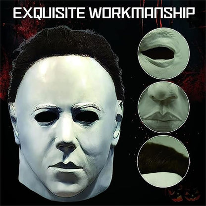 Halloween Michael Myers Mask, Halloween Creepy Full Head Mask Latex Horror Scary Masks for Adult Cosplay Costume Party Props