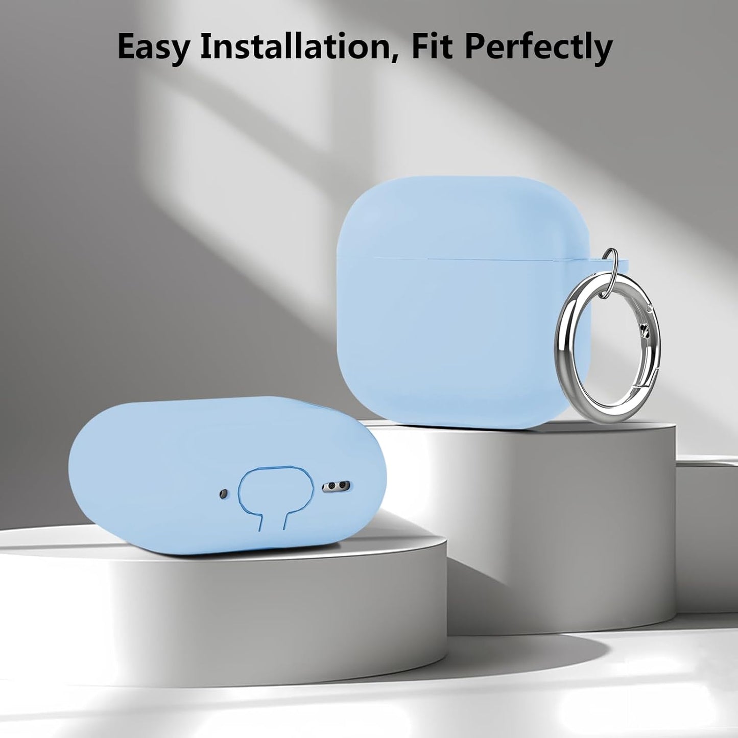 Aircawin for Airpods 4 Case Cover,Shockproof Case for Airpods 4th Generation Case Cover 2024,Premium Silicon Case with Keychain and Cleaing Pen for Airpods 4 Gen, Wireless Earphone Accessories-Blue