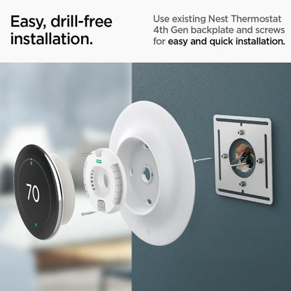Spigen Wall Plate Designed for New Google Nest Learning Thermostat 4th Generation (2024) Wall Plate - Matte Black