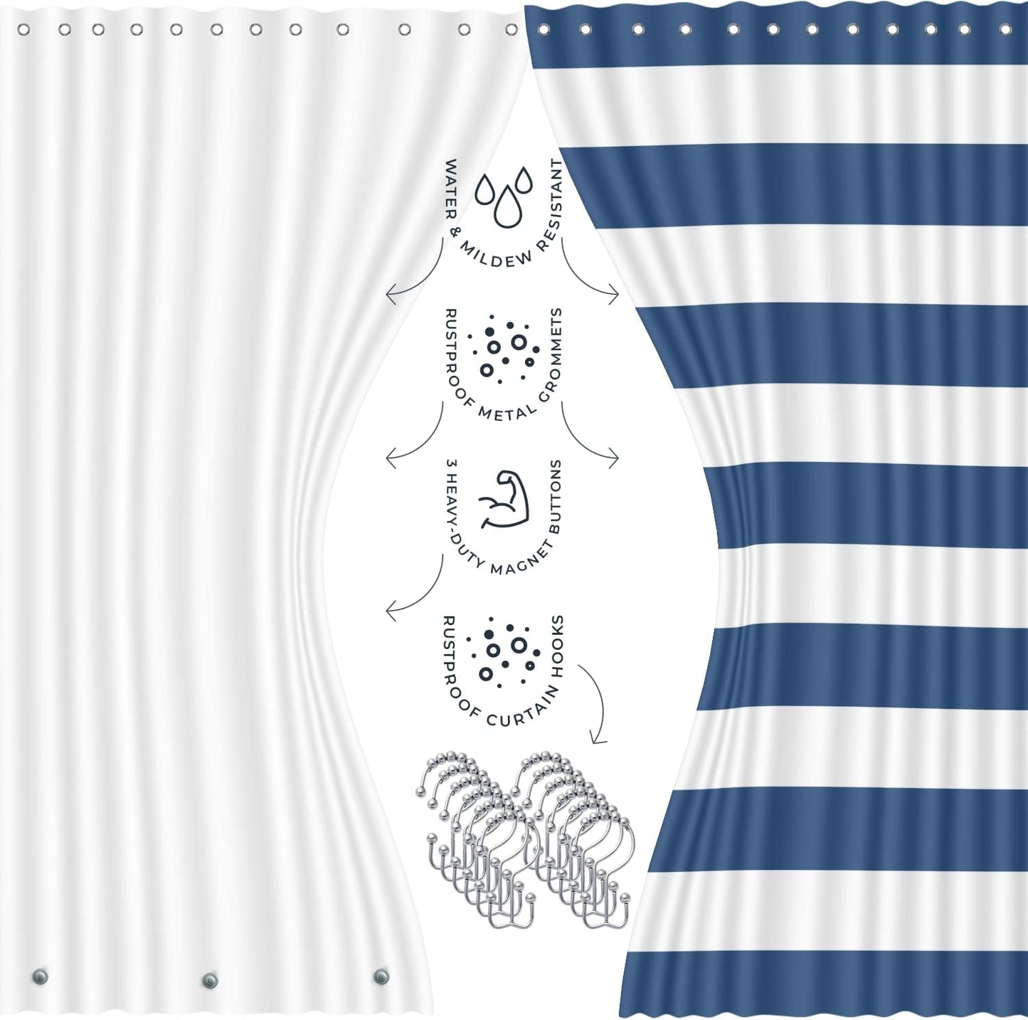 Clara Clark Bathroom Set - Gray Bathroom Accessories Set, Bathroom Sets with Shower Curtain and Rugs, 23PC Shower Curtain Set with Liner, Soap Dispenser, Soap Dish, Toilet Brush Holder, and Trash Can