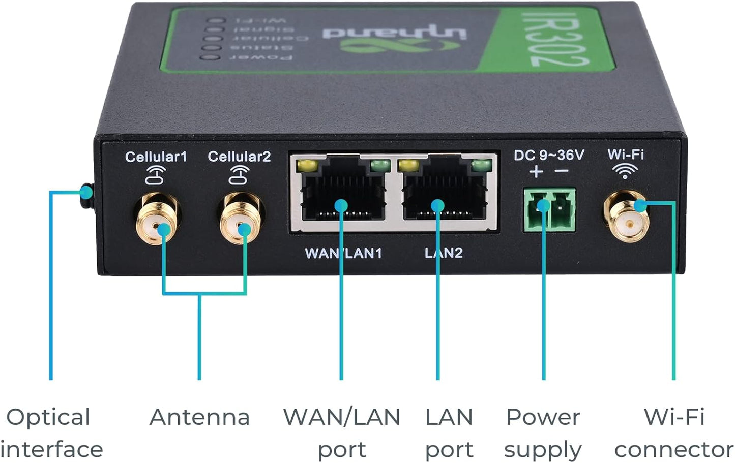 InHand Networks IR302 Industrial IoT 4G LTE VPN Cellular Router, LTE Cat 4+ Wi-Fi, Dual sim Card Slots, Management by Cloud Platform, DI/DO Port, Support T-Mobile, AT&T & Verizon, UL Certification